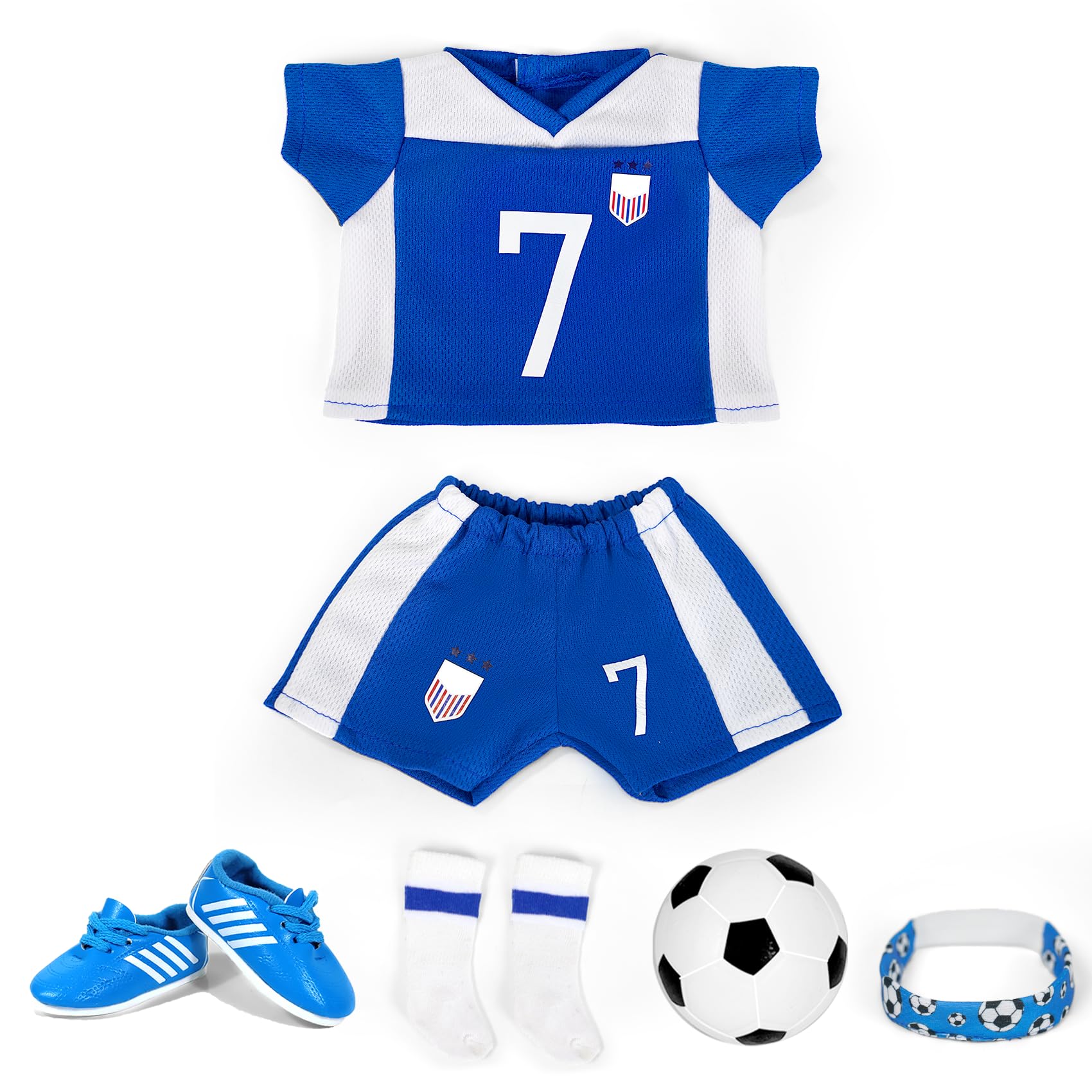 ARTST 18 Inch Doll Clothes 6 Piece 18" Doll Soccer Uniform - World Cup USA, American Soccer Outfit Fits 18 Inch Girl and Boy Dolls