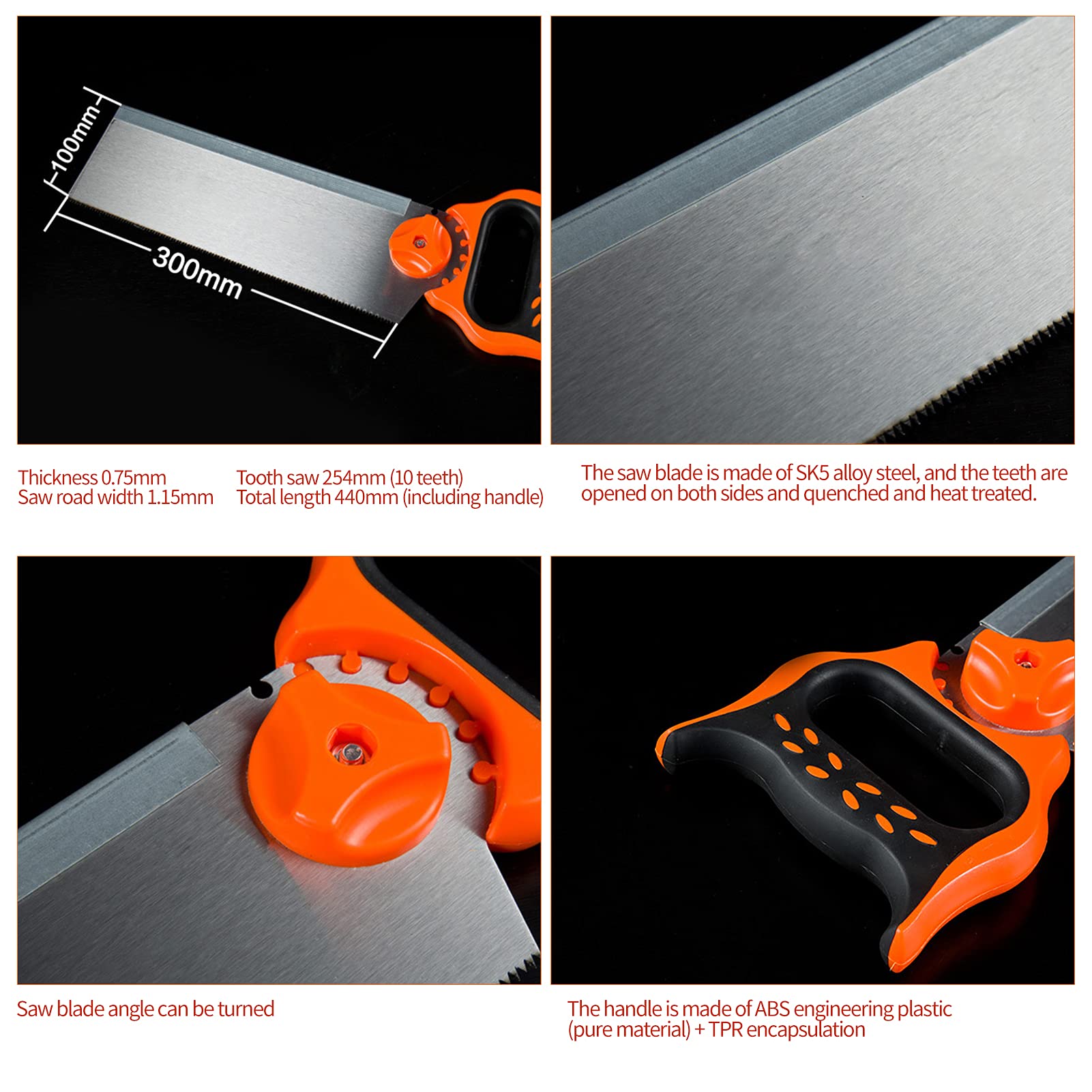 Set Sega A Dorso Con Scatola Mitra 12'' - Per Taglio Legno E Fai Da Te | Angoli 45&deg;, 22.5&deg;