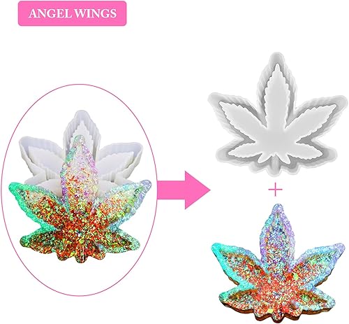 Miniatura 2 de Angel Wings Molde de cenicero grande en forma de arce en forma de hoja de arce, molde de silicona para fundición de resina epoxi, molde de resina