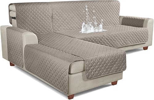 Miniatura 9 de KinCam Fundas de sofá modulares 100% impermeables, fundas reversibles en forma de L, 3 piezas, fundas de sofá para tumbonas seccionales