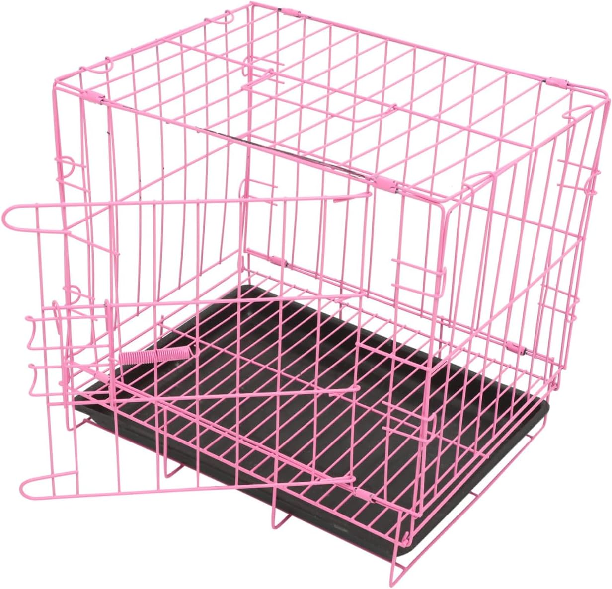 Kisangel Folding Pet Cage for Small and Medium Dogs and Cats Durable Dog Crate with Creative Design Portable and Easy to Carry Pink