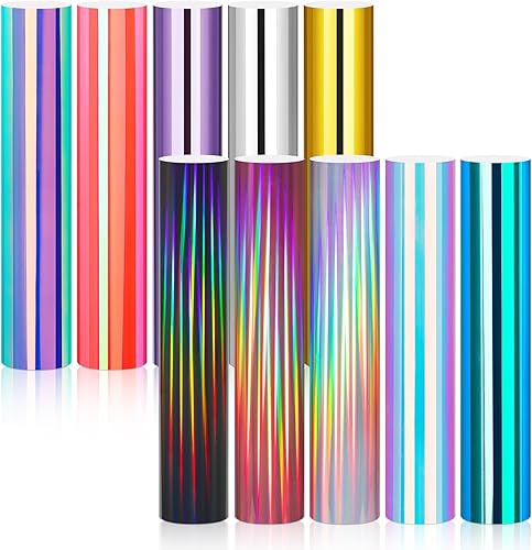 Miniatura 2 de Gatichetta Paquete de vinilo adhesivo metálico para manualidades, 12 x 12 pulgadas, 10 hojas de vinilo permanente cromadoholográfico arcoíris para