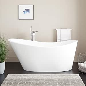 Signature Hardware 930319-71-I Saunders 71" Acrylic Soaking Freestanding Tub with Integrated Drain and Overflow and Foam Insulation - White/White Drain