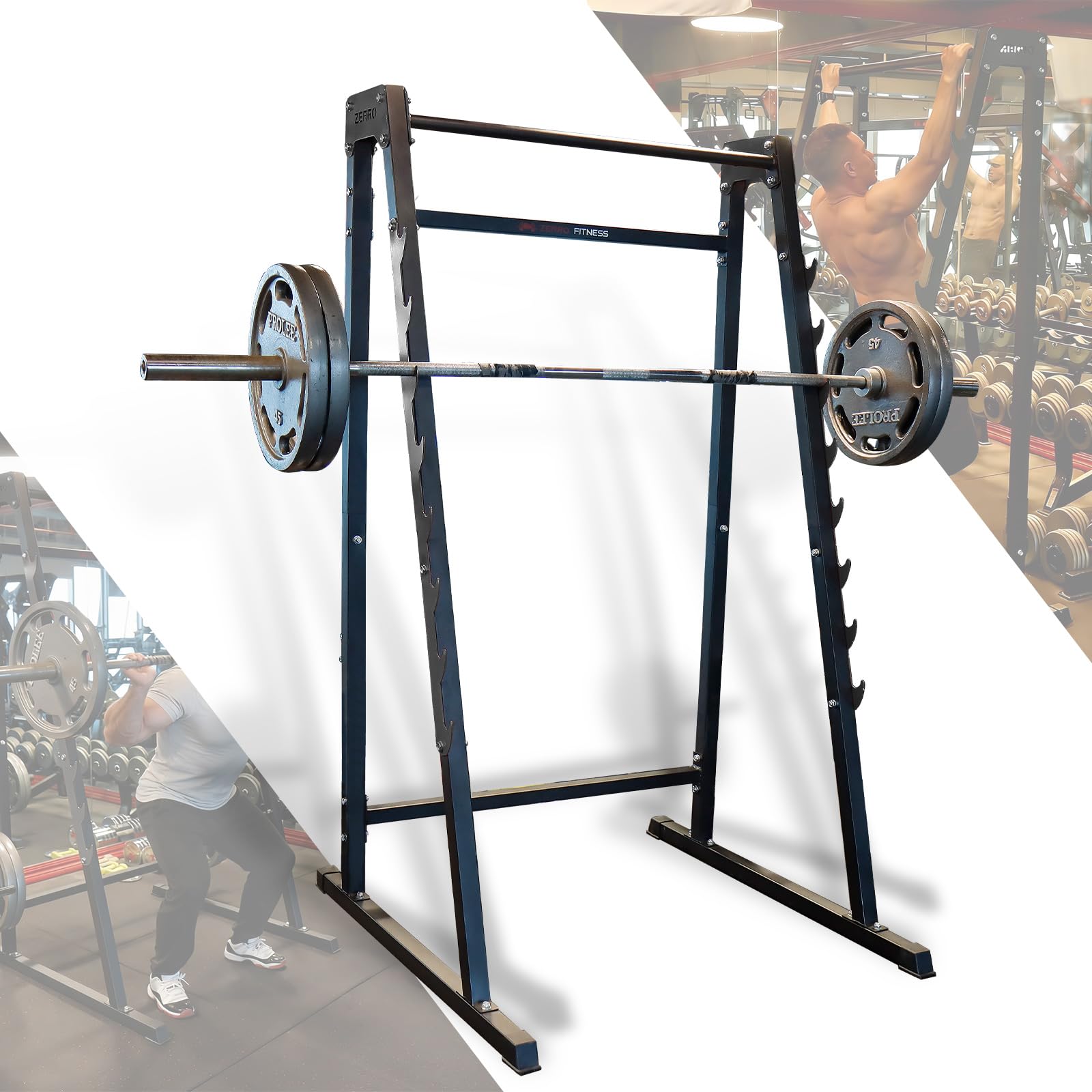 ZERRO Squat Rack Support d'haltères multifonction avec 8 niveaux de crochet jusqu'à 160 kg