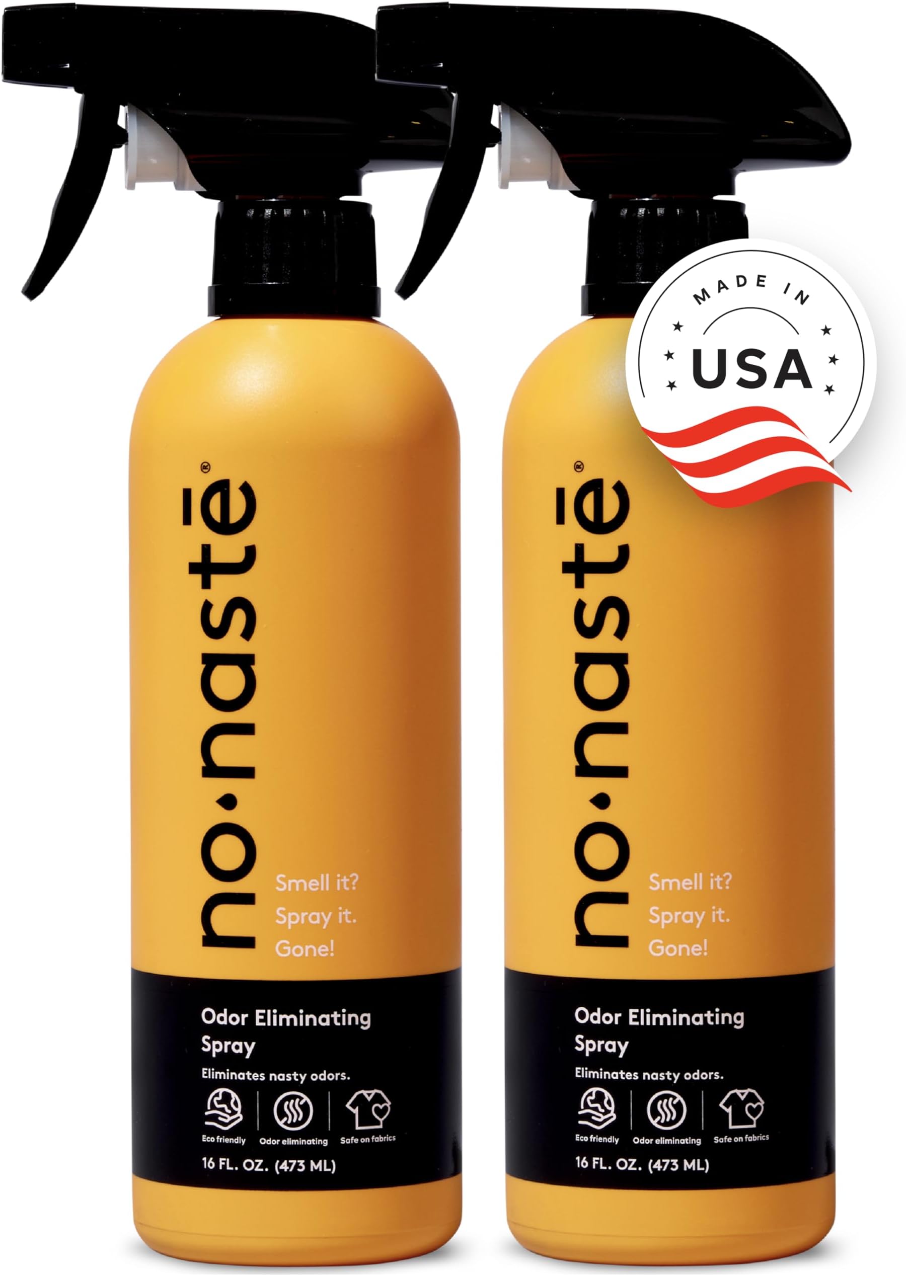 Nonaste Odor Eliminating Spray for Shoes, Gym Bags, Sports Gear & Yoga (16 Oz, Pack of 2) | Long-Lasting Fabric Refresher with Enzymes | Shoe Deodorizer & Gym Bag Deodorizer, Fabric-Safe