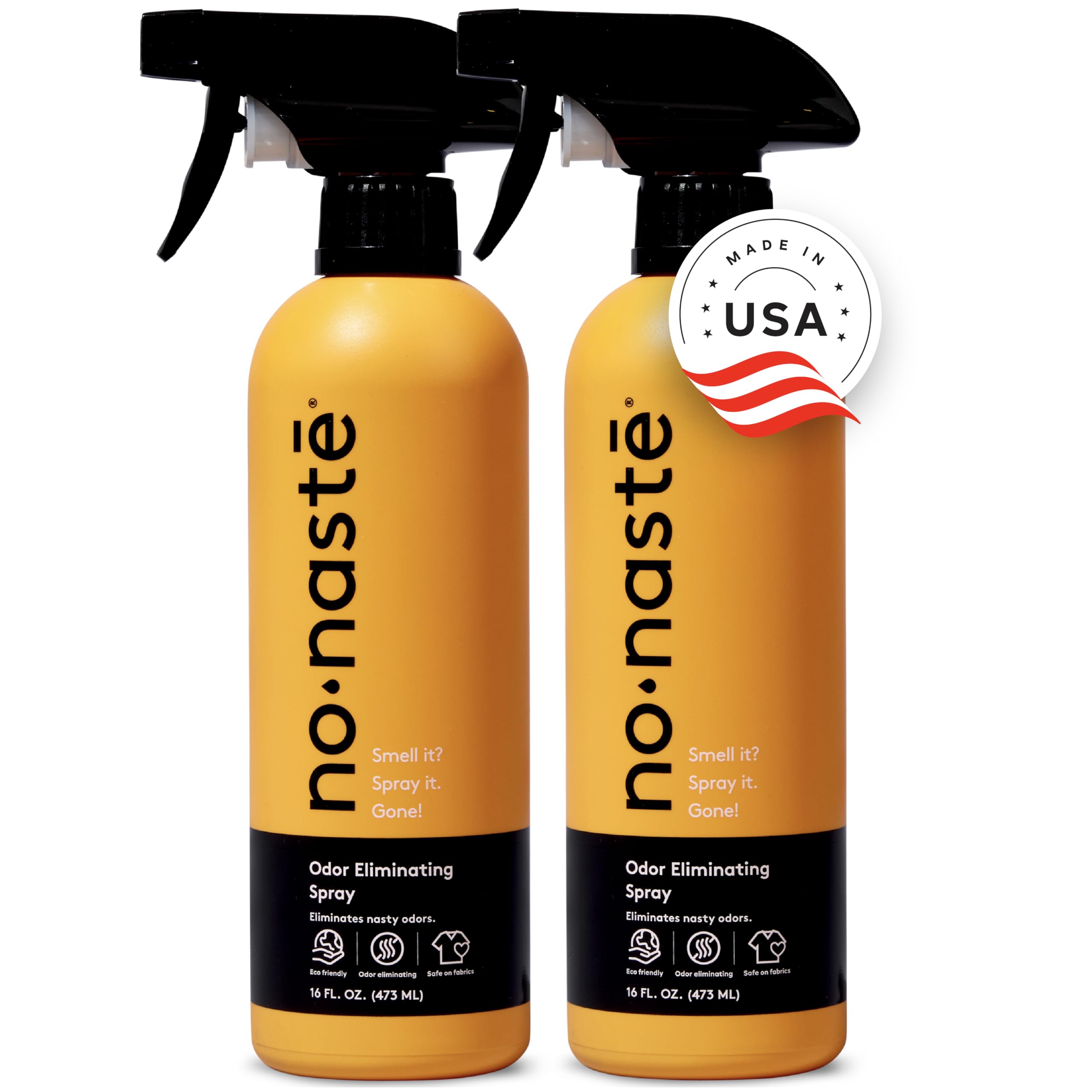 Nonaste Odor Eliminating Spray for Shoes, Gym Bags, Sports Gear & Yoga (16 Oz, Pack of 2) | Long-Lasting Fabric Refresher with Enzymes | Shoe Deodorizer & Gym Bag Deodorizer, Fabric-Safe