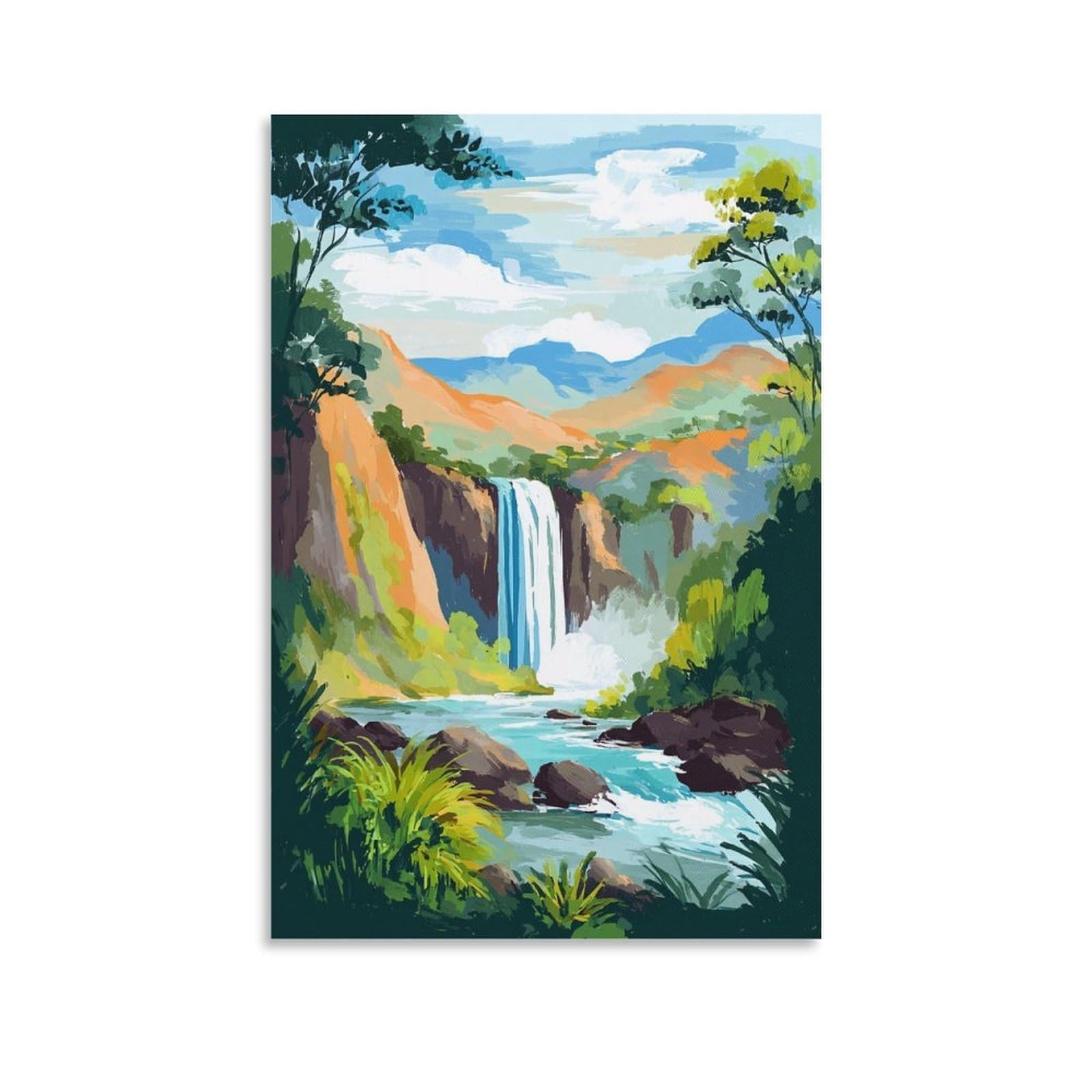 ZBBGGOZ Akaka Falls State Park Poster 24x36inch(60x90cm) Vintage Watercolor Canvas Art