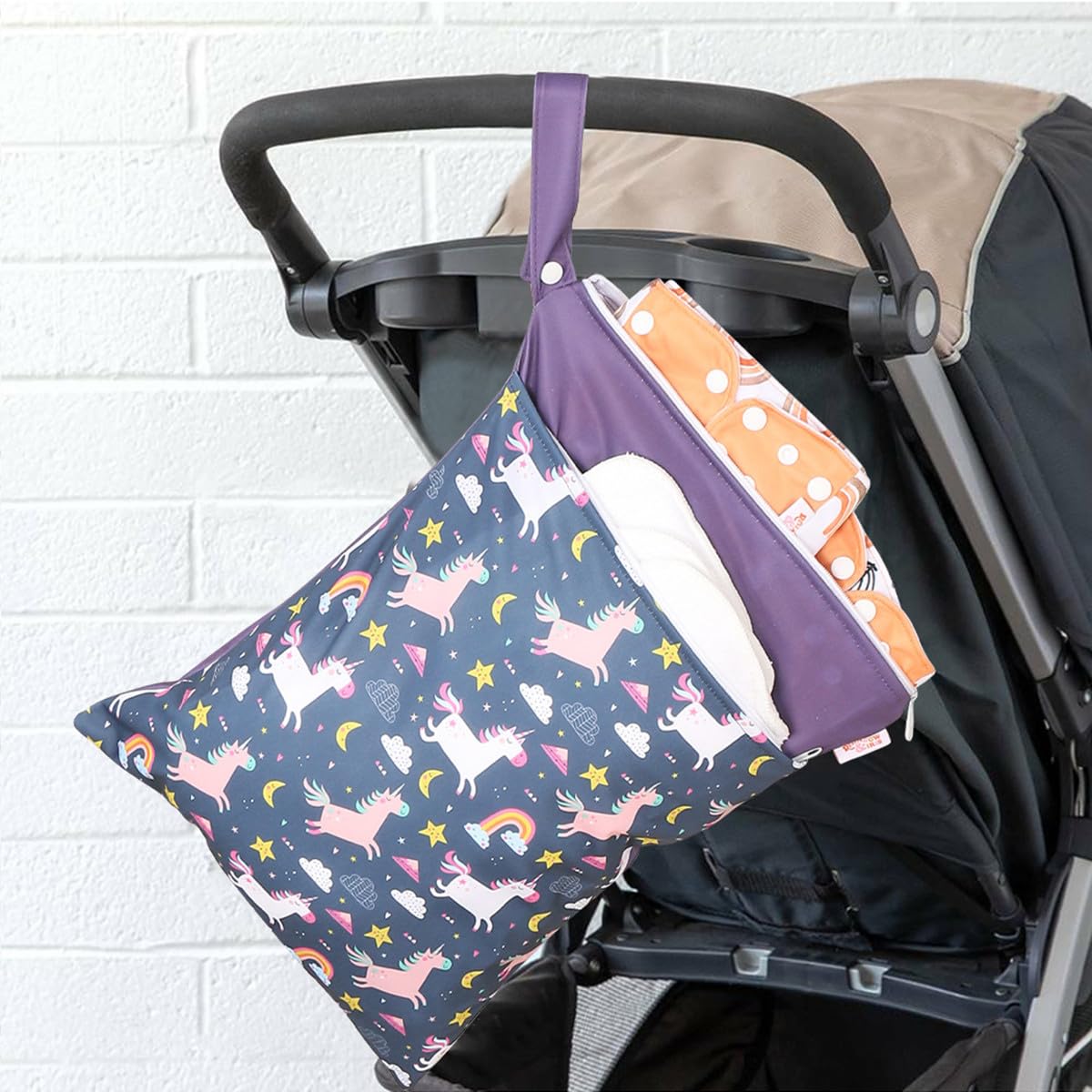 Daysskk 3 stück Nassbeutel Kindergarten Mädchen Windeltasche Wetbag Wasserdicht mit Reißverschluss Wäschebeutel für Kita Schwimmen Reisen 30 * 40 cm