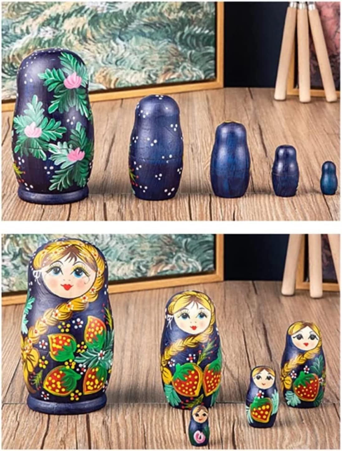 Matryoshka Matryoshka Set 5 Pcs Home Decor Classic Style Nesting Doll Hand Painted Russian Doll Wooden Birthday Gift Creative Toys