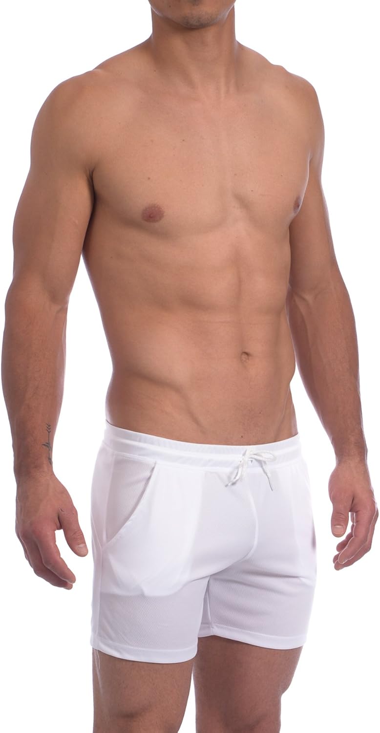 Gary Majdell Sport Men's Rice Mesh Solid Bodybuilding Gym Running Workout Shorts - Image 4