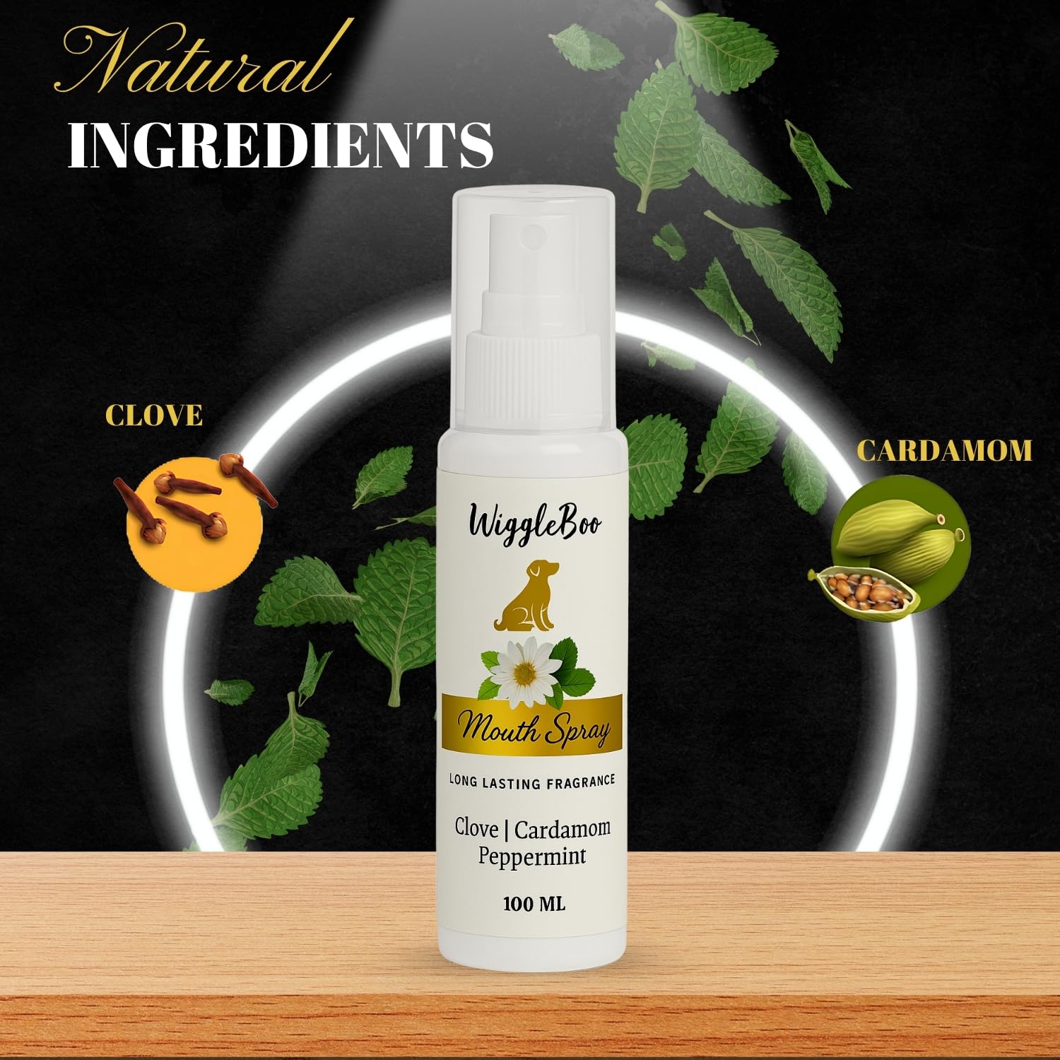 WiggleBoo Dog Mouth Spray | Spearmint & Peppermint Oral Care | Easy Brushless Dental Spray for Dogs & Cats | Reduces Plaque, Tartar & Bad Breath | Supports Gum Health & Daily Hygiene | 100ml 1