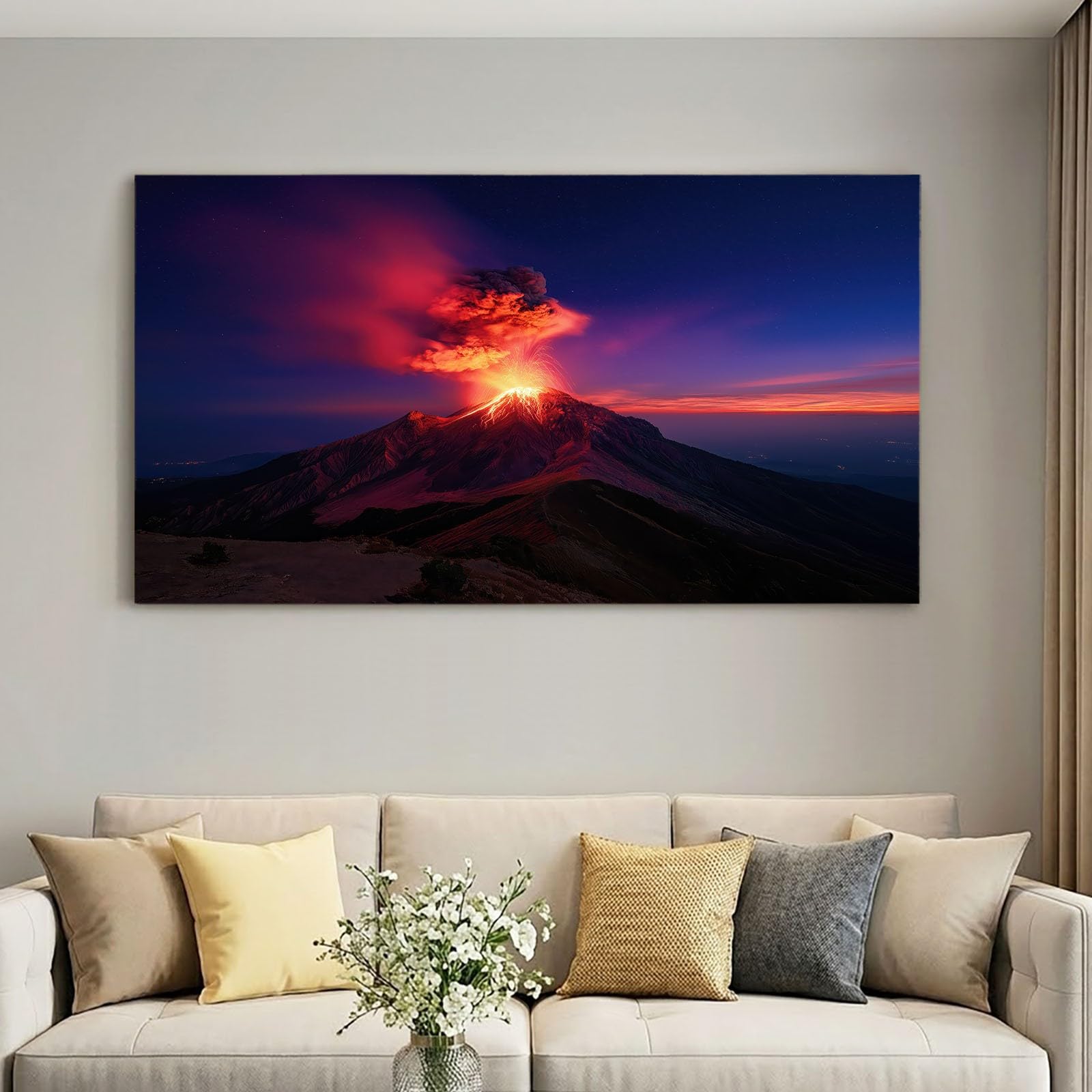 Générique Obraz dekoracyjny na płótnie, 140 x 70 cm, natura, druk na płótnie, dekoracja ścienna, czarny wulkan, do salonu, sypialni, kuchni
