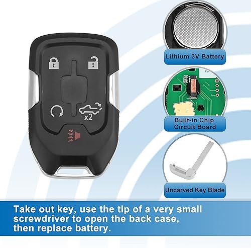 Miniatura 4 de X AUTOHAUX Control remoto de entrada sin llave para coche HYQ1EA Smart Fob para GMC Sierra 2500 2019 2020 433MHz