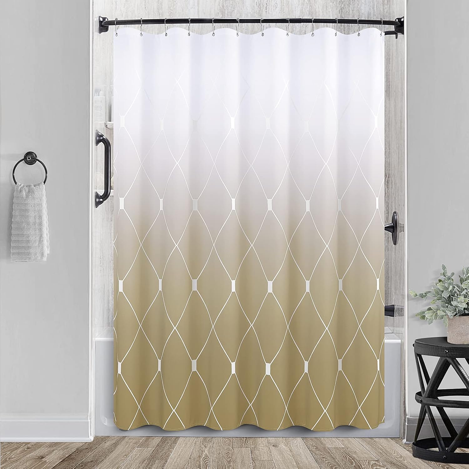 Shower Curtain Gold and White Shower Curtains for Bathroom