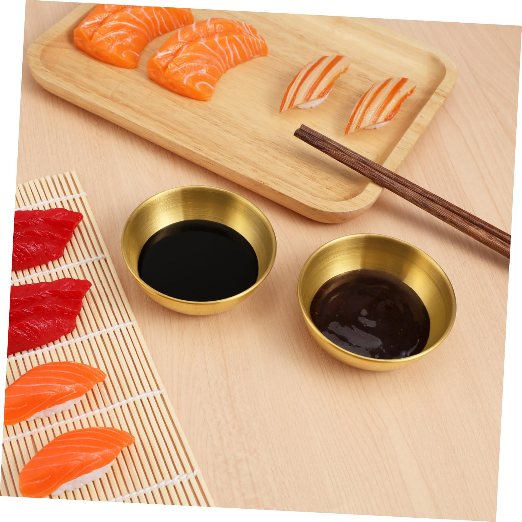 Cabilock 10Pcs Stainless Steel Sauce Dishes Spice Plates for Appetizers for Home Restaurant and Party Use Finish Seasoning Holders