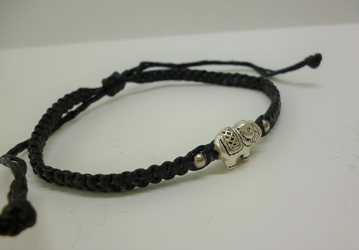 Elephant Pendant Lucky Braided Bracelets with a Sliding Knot Adjustable Cotton Cord Bracelet FC-038 - Image 4