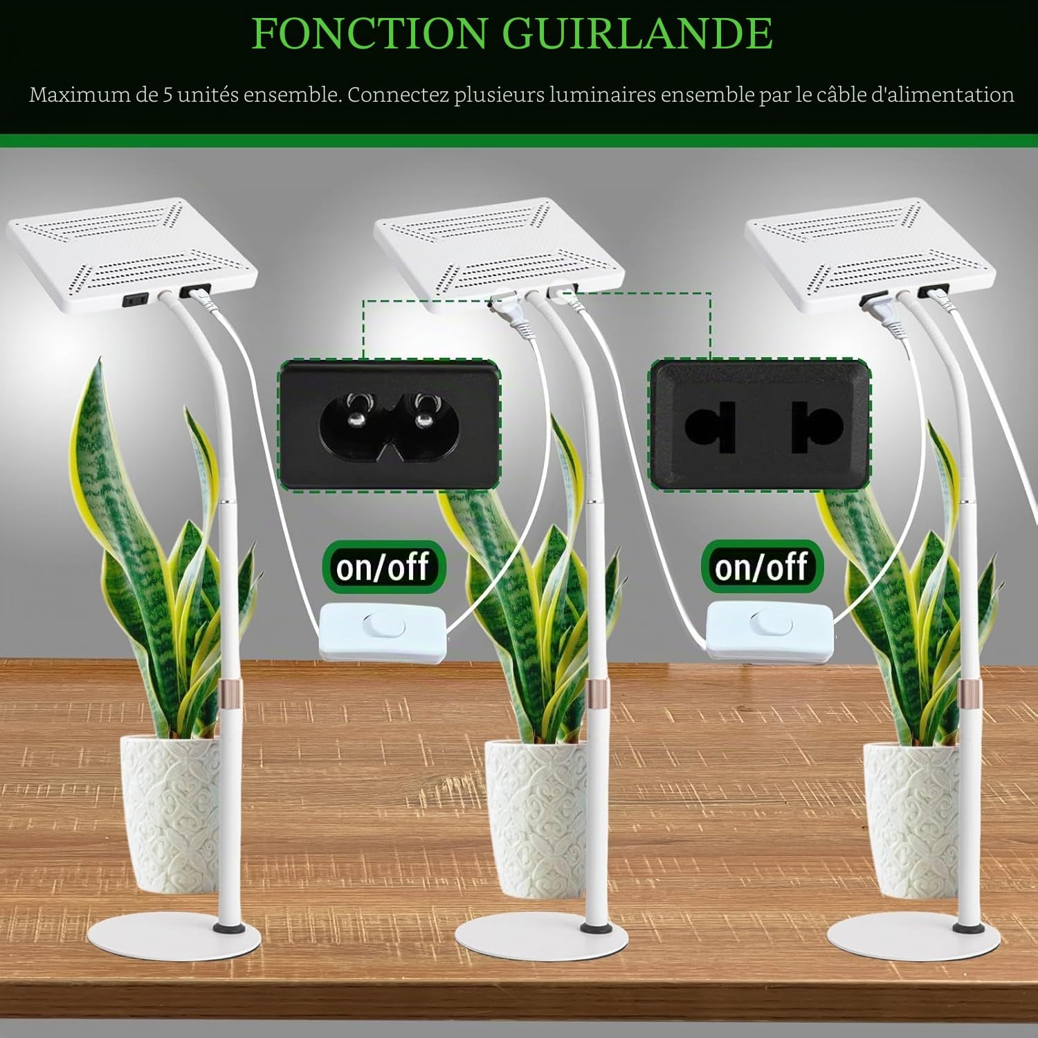 Lampe de culture de table pour le démarrage des graines, 25 W, lumière de bonsaï, hauteur réglable de 40,6 à 61 cm, lampes de culture de bureau pour toutes les plantes d'intérieur, fonction