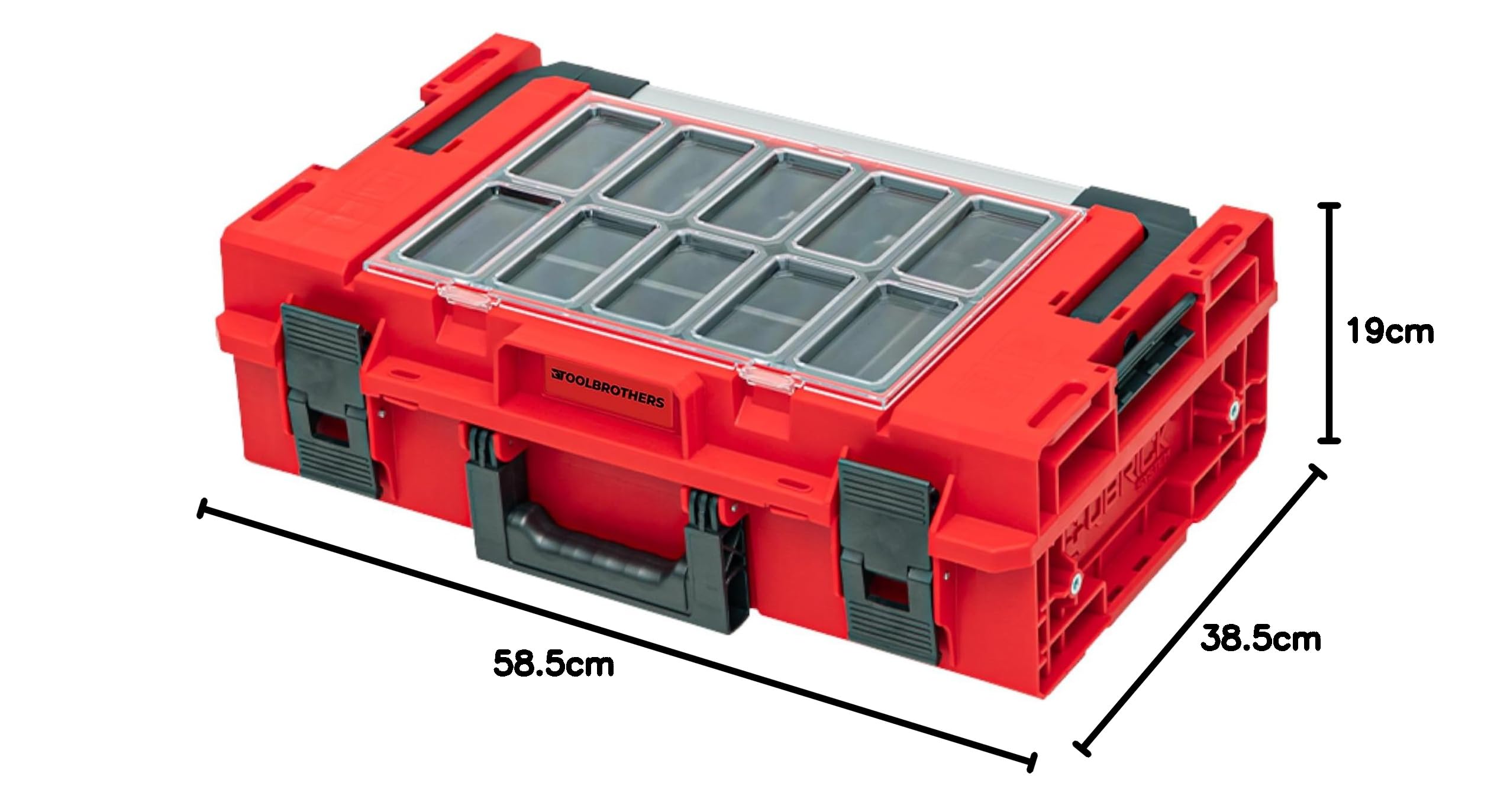 Toolbrothers RHINO ONE 200 2.0 Expert RED ULTRA HD Custom walizka narzędziowa organizer modułowy 585 x 385 x 190 mm 15,4 l można układać w stos IP66