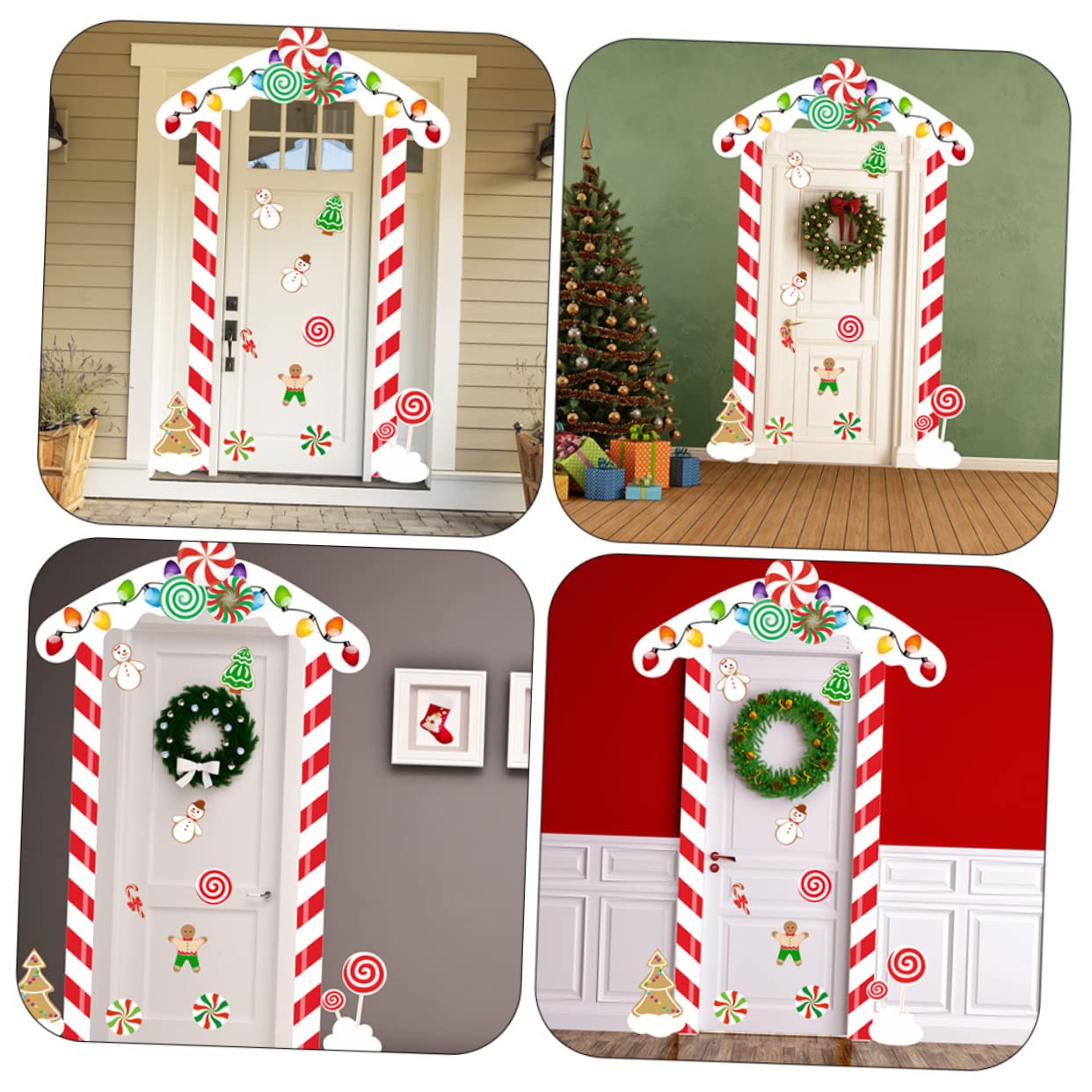 HOMSFOU 2juegos Calcomanías Navideñas De Puerta y Chimenea Decoraciones Prácticas Para Fiestas Stickers De Navidad Para Interiores y Exteriores