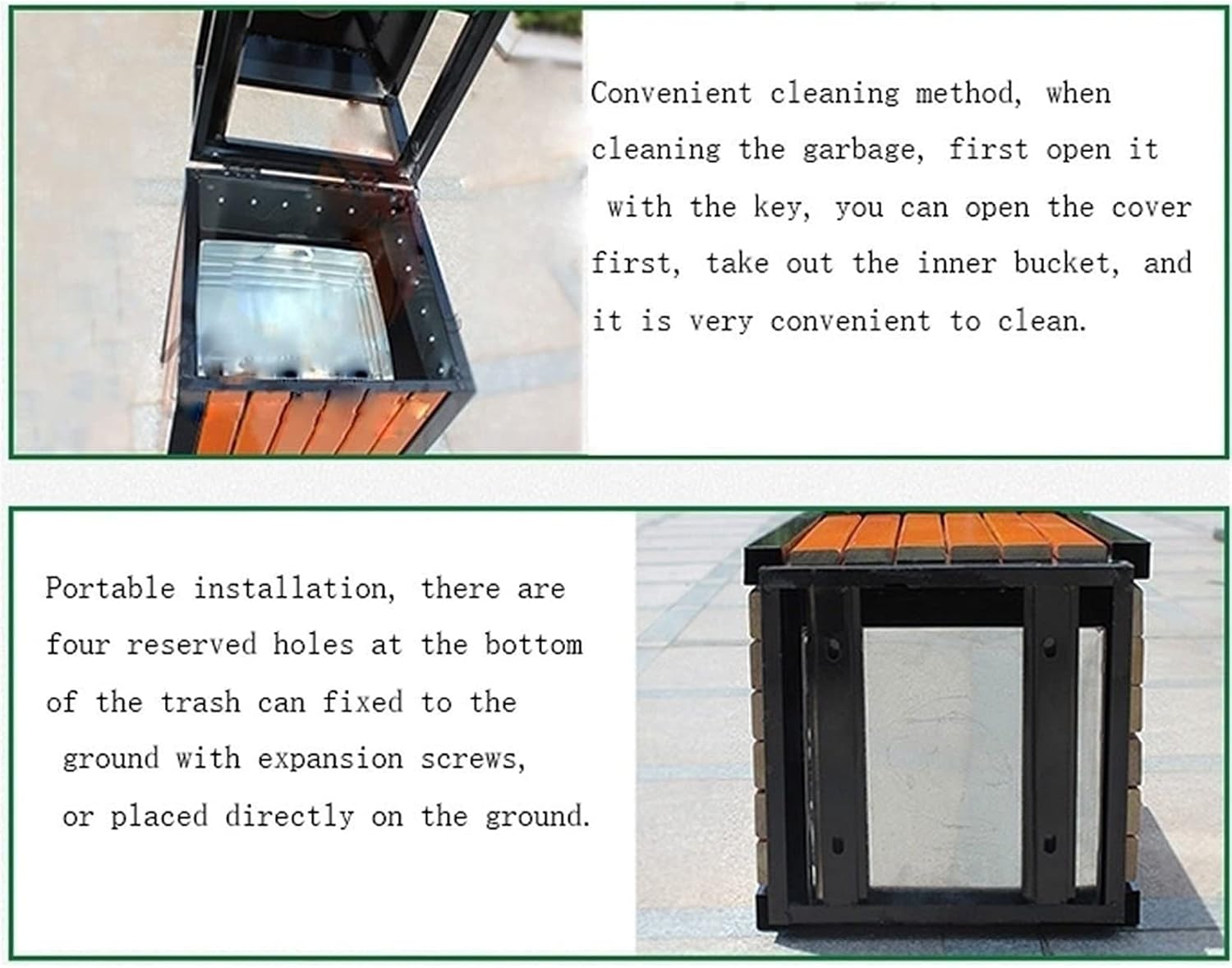 Trash Can Galvanized Sheet Trash Can Storage Garbage Waste Wastepaper Bin Dustbins for Outdoor Or Commercial Use Dustbins