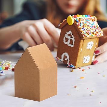 COTOPHER 60 Pcs Christmas Gingerbread House Box Cardboard 2.95x2.95x4.92in