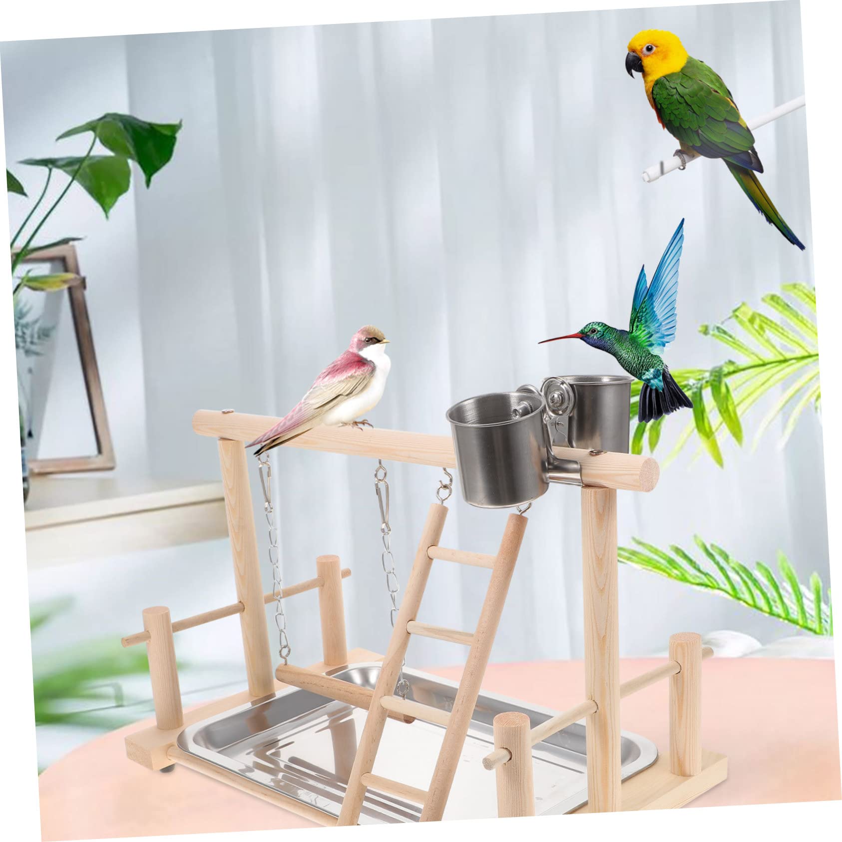 1set Parchi Per Uccelli Legno Massello Con Scala Altalena e Giochi Per Pappagalli Piattaforma Di Allenamento Per Cockatiel e Parrocchetti Giocattoli Per Attività e Esercizio