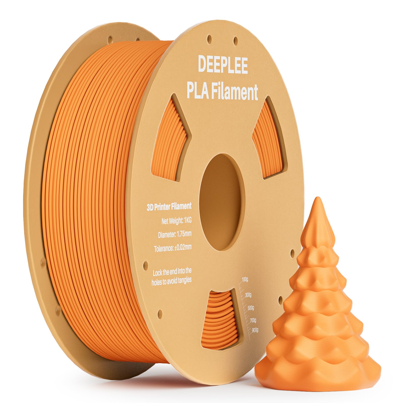 DEEPLEE Filamento PLA 1.75mm, Precisione Dimensionale +/- 0,02 mm, Ferito Ordinatamente,Nessun Intasamento, per la Maggior parte delle Stampanti 3D FDM, 1KG Arancia
