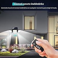 Vista 2 de Tuffenough - Luces solares para exteriores, 2500 lm, 210 luces LED de seguridad con control remoto, 3 cabezales de luces con sensor de movimiento