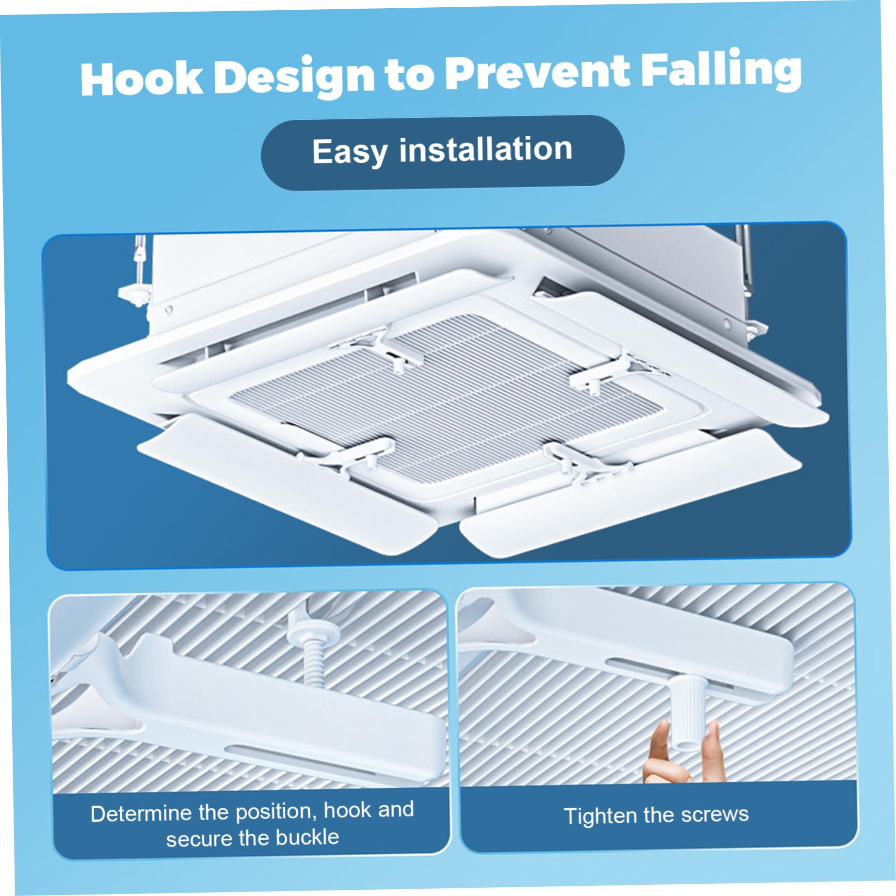 Deflector de ventilación de Aire de 4 Piezas, Deflector de ventilación de CA ABS Ajustable con Gancho, anticondensación y anticaída para el hogar, la Oficina y la Tienda