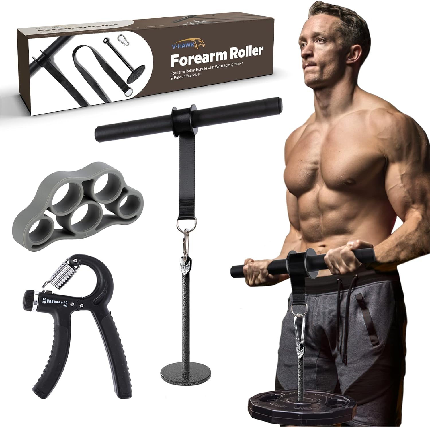 Forearm Roller Bundle with Wrist Strengthener Egypt Ubuy