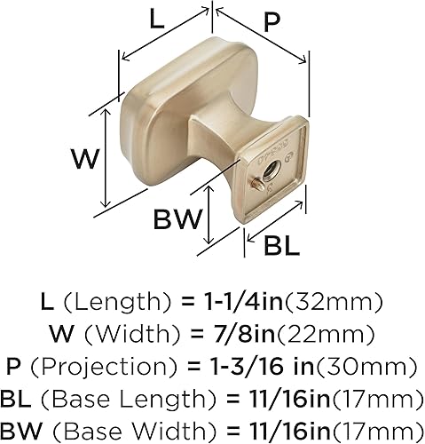 Miniatura 6 de Amerock  Pomo de gabinete  Bronce champán  Longitud de 1-14 pulgadas (1.260 in)  Revitalize  Paquete de 2  Perilla de cajón  Herrajes para gabinete