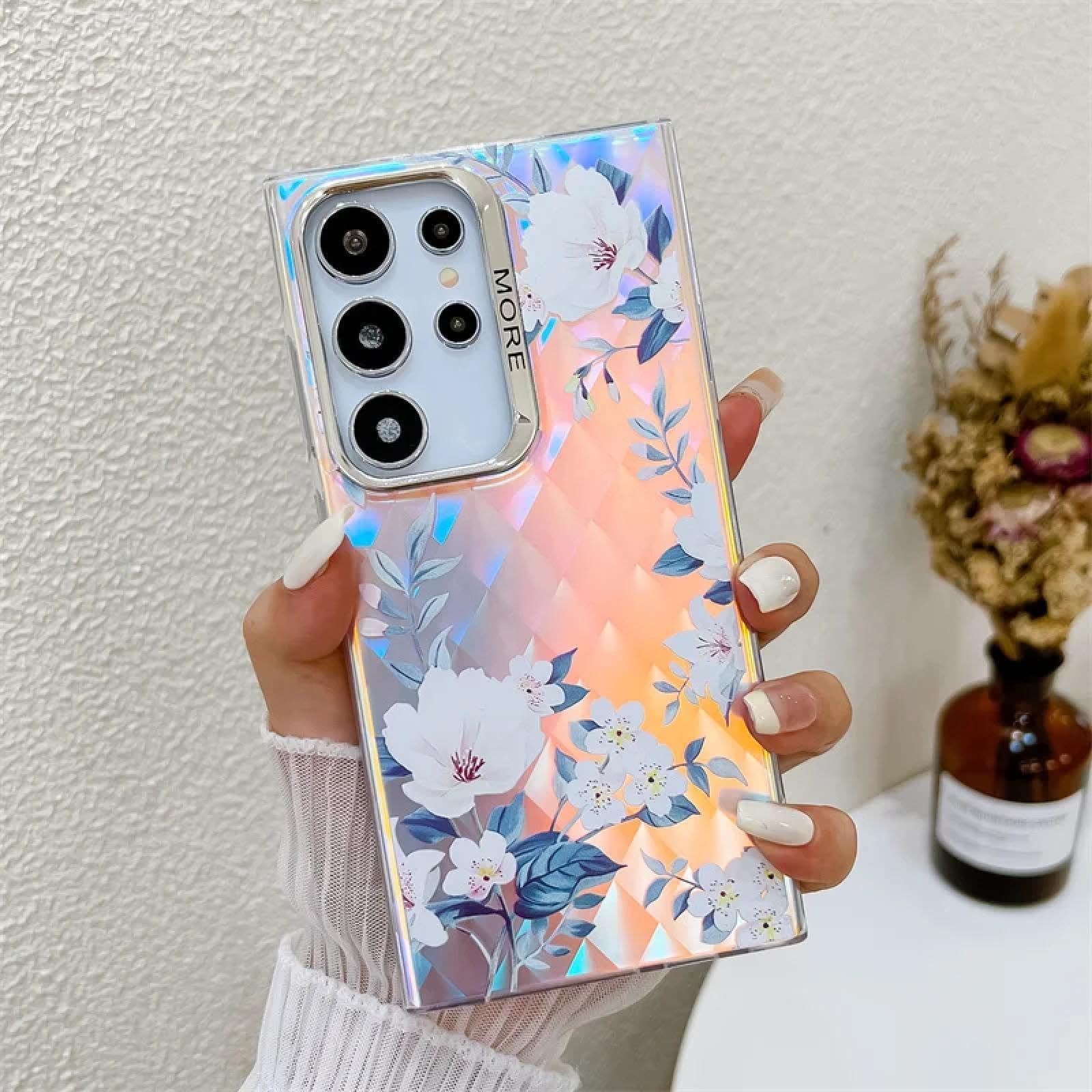 Coque rigide mate Samsung S24 Plus chic motif floral laser PC AH10 - 7