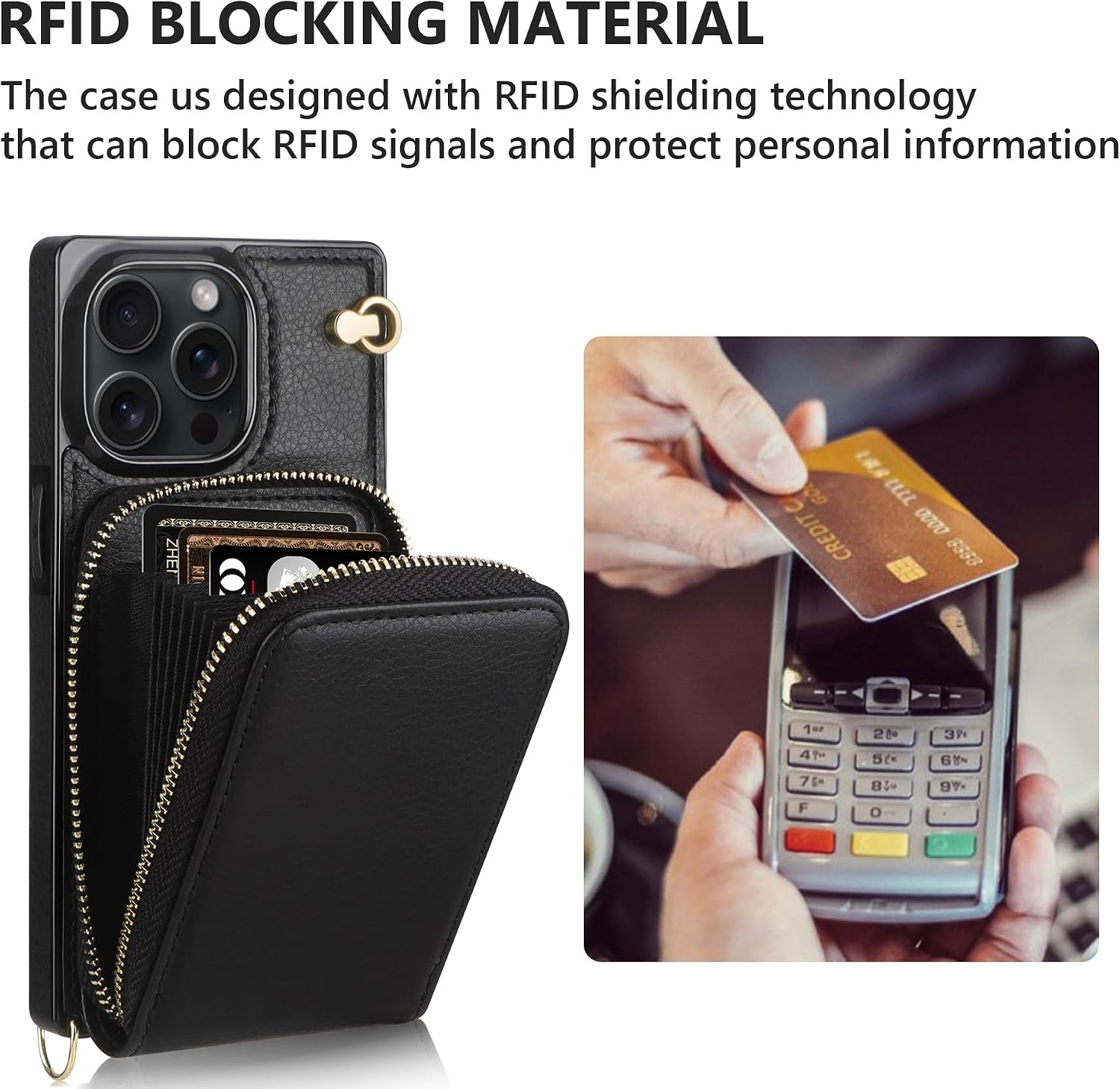 JAKPAK Wallet Case for iPhone 15 Pro Max with Card Holder & Crossbody Strap image 2
