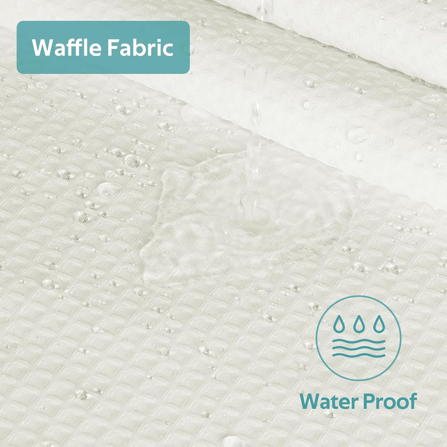 3 in 1 Shower Curtain Set, Waffle Shower Curtain and Liner Set with 12 Double Sided Shower Curtain Hooks, 258GSM Luxury Weighted Cloth Shower Curtains for Bathroom, 72 W x 72 H, Cream