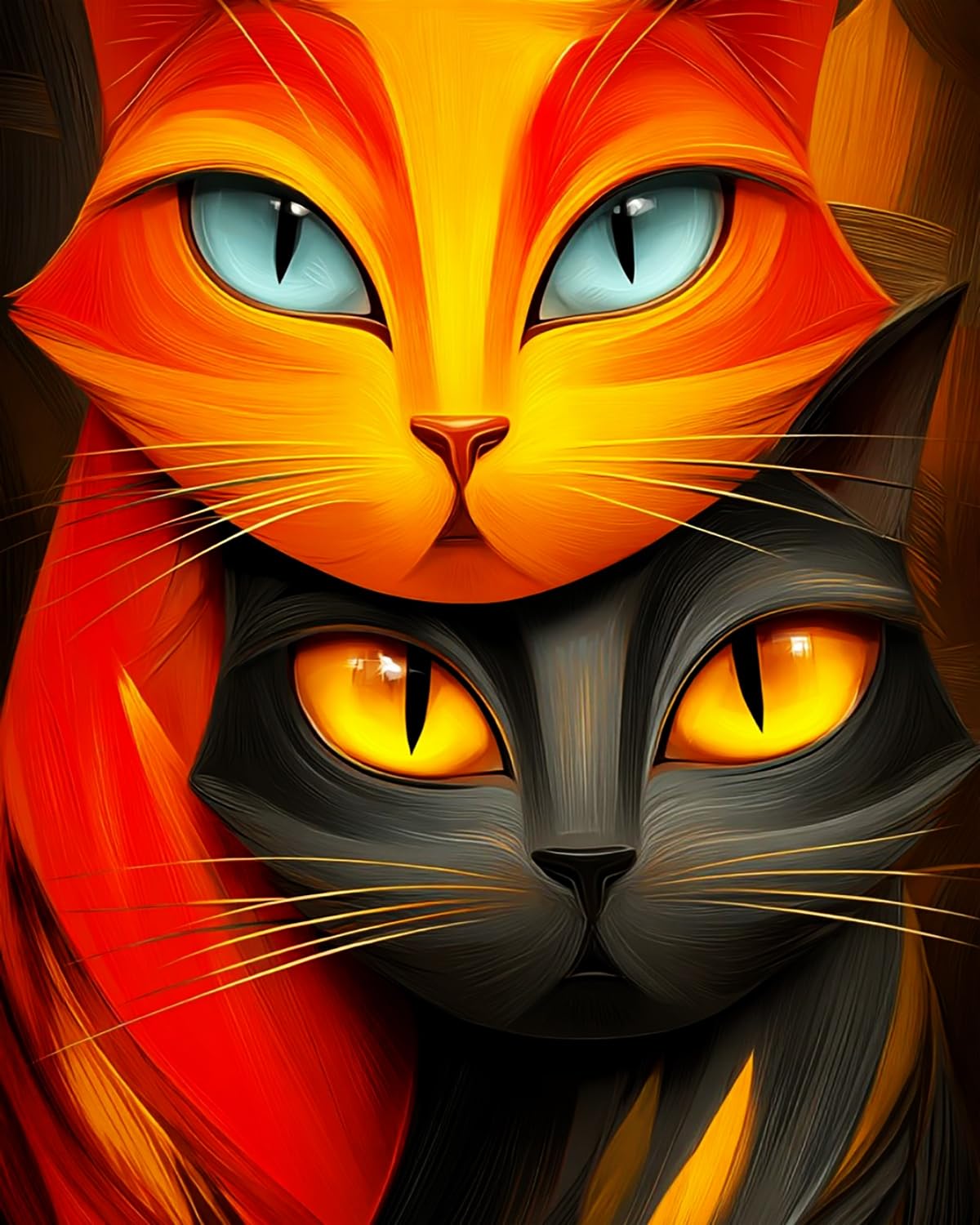 LIUBAISHI Paint by Numbers for Adults – 16x20 Inch Canvas | DIY Home Wall Decor, Relaxing Painting Set, Gift for Adults with Acrylic Paints and Brushes-Two Cats Gazing intently (2)