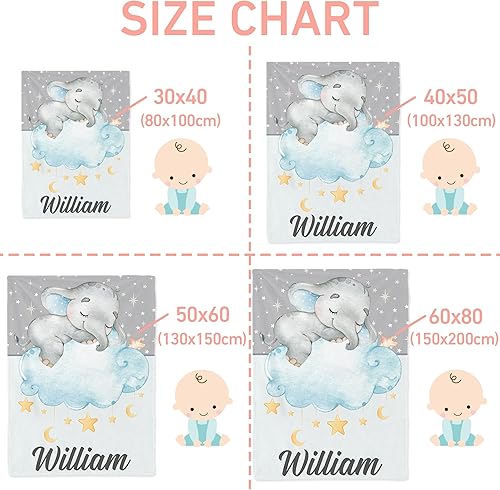 Miniatura 6 de Manta de bebé personalizada con nombre, mantas de bebé de elefante personalizadas para niñas, bebés, niños, manta de regalo para recién nacidos,