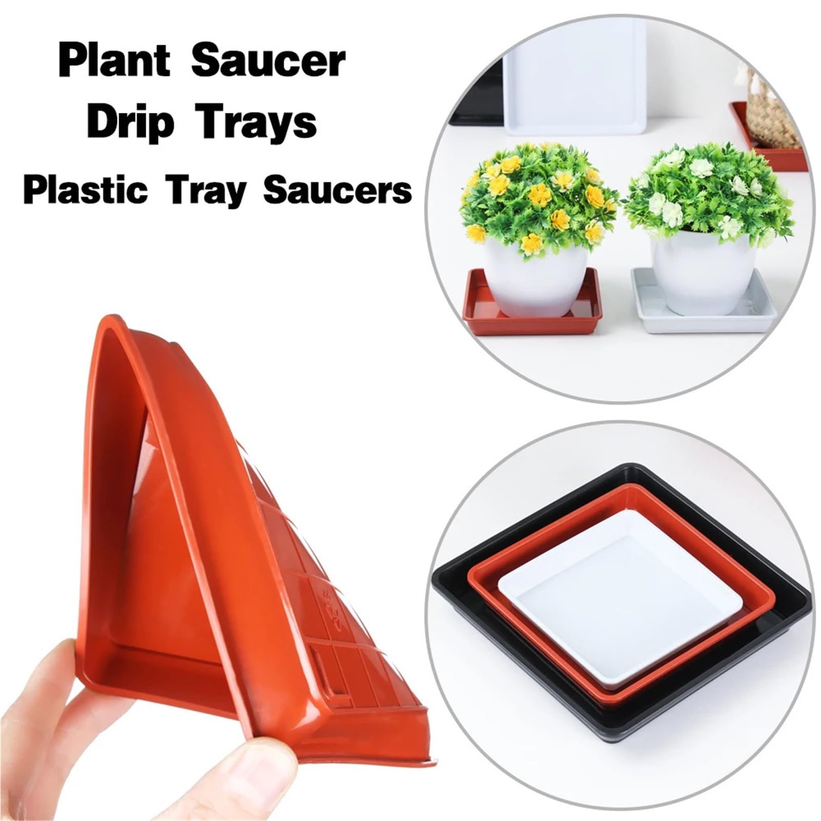 4Pcs Square Plastic Plant Saucer Drip Trays per Piante
