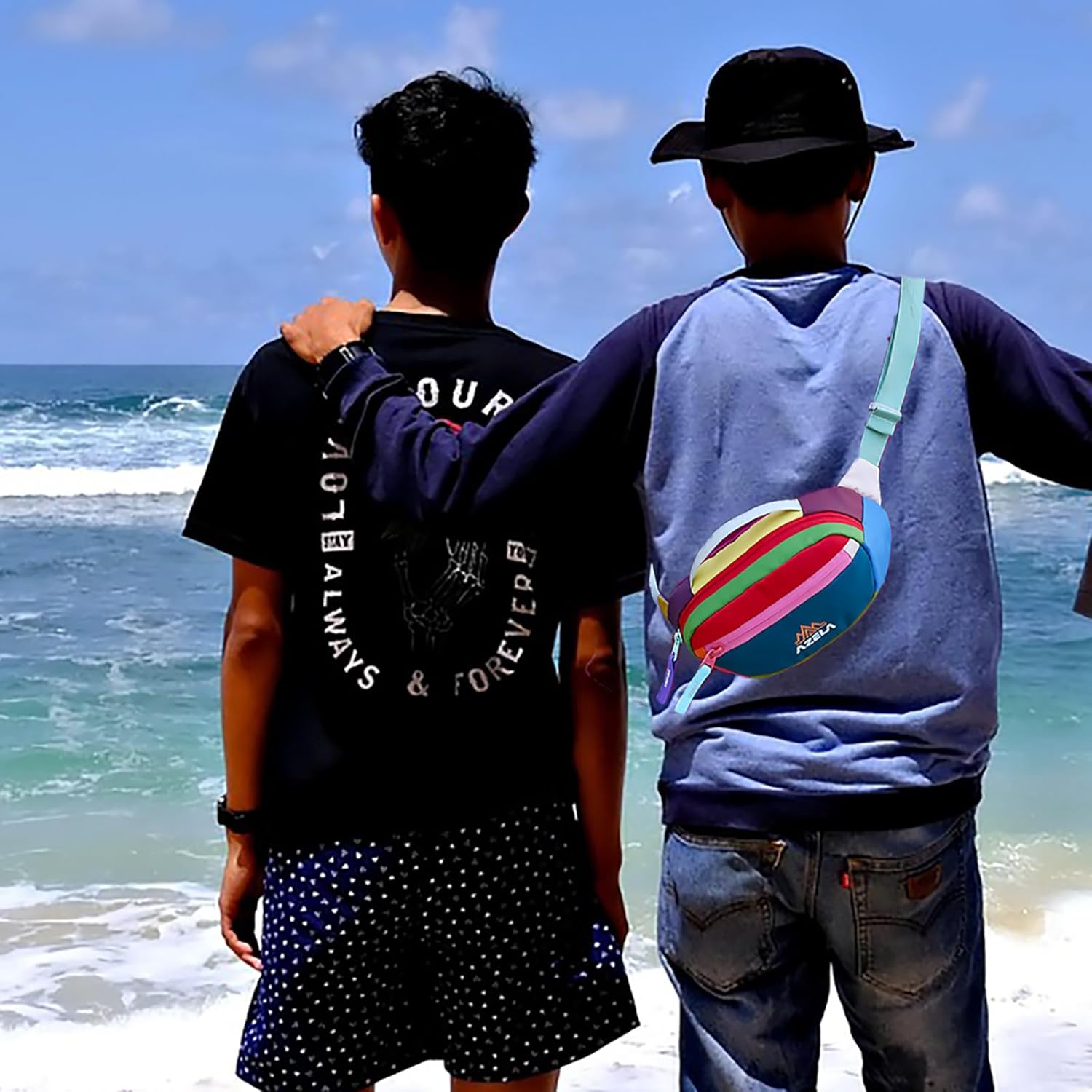 Retro Fanny Pack for Women Men Hiking Waist Packs 2 Pockets Color-blocking Belt Bags for Festival 80s 90s Theme Party Running Traveling (Purple) - Image 7