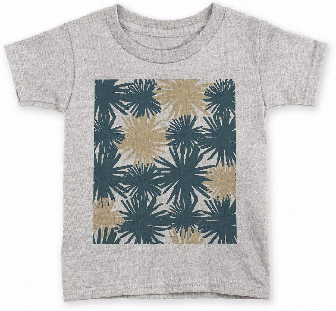 Igsticker プリント Tシャツ キッズ 買い物 子供 100 サイズ Size おしゃれ イラスト グレー フラワー 灰色 花 T Shirt クルーネック