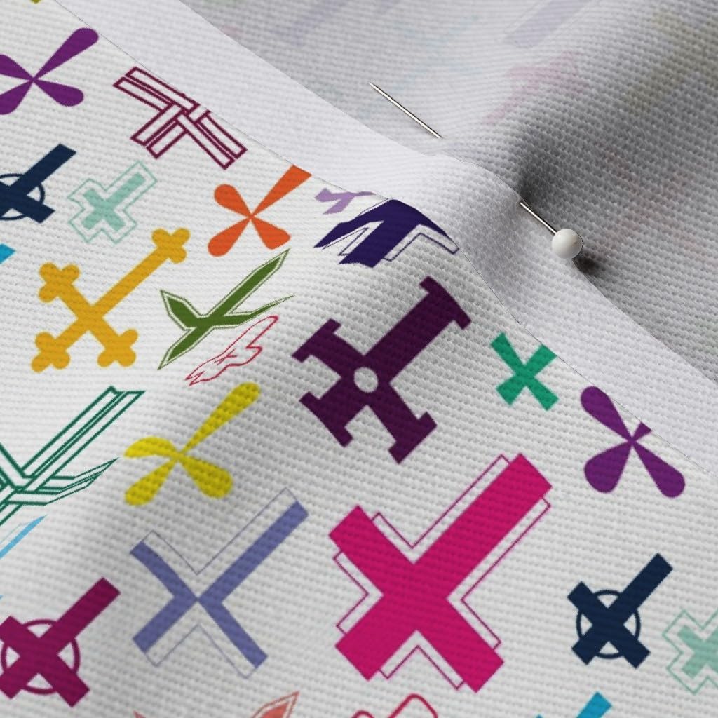 Spoonflower Fabric - Christian Church Cross Multicolored Chic Printed on Denim Fabric by The Yard - Bottomweight Apparel Home Decor Upholstery