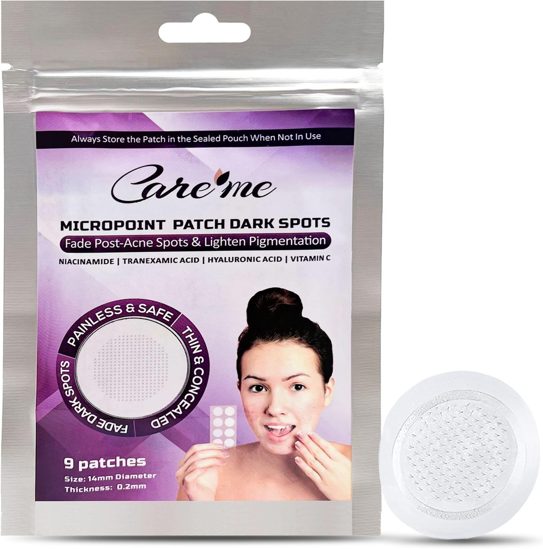 Care me Microdart Dark Spot Patch with 127 Micropoints (1 Pack of 9 Patches) – Fades & Brightens Acne Marks, Dark Spots & Discoloration – Post-Acne Treatment for Clearer Skin