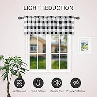 Vista 4 de Simple Deluxe Paquete de 4 cenefas opacas de cuadros búfalo para ventanas de cocina, sala de estar, casa de campo, dormitorio, cenefa de cortina