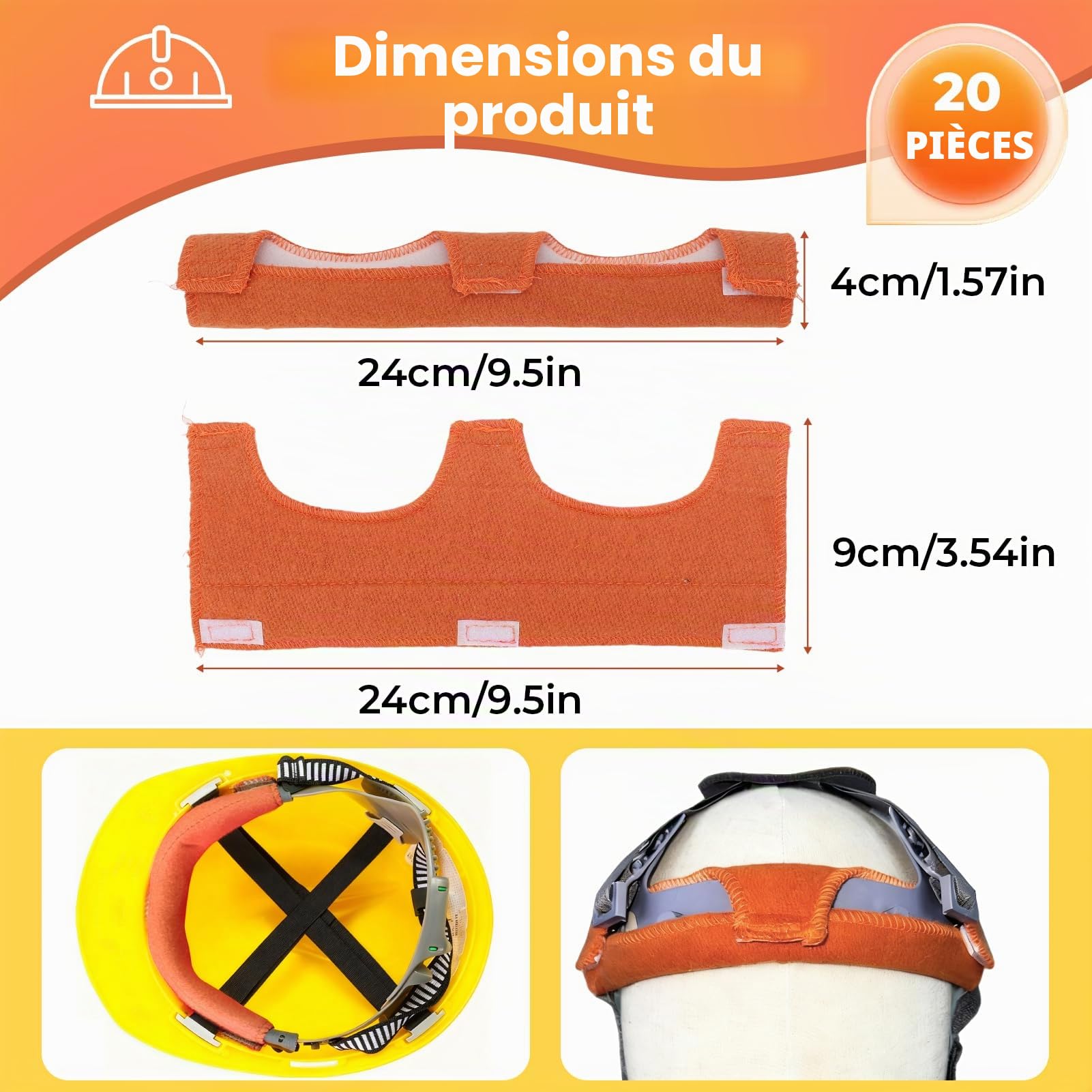 Yosoo Health Gear Lot de 20 Bandeaux de Transpiration pour Casque de Soudage, Réutilisables pour Casque de Soudage, Bandeau de Protection Lavable et Interchangeable