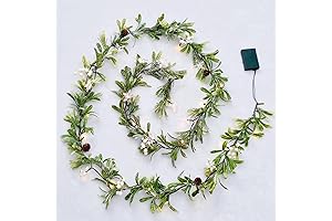 Elegant Snowy Olive Christmas Garland with 6ft Snowy Olive Branch, Pine and...