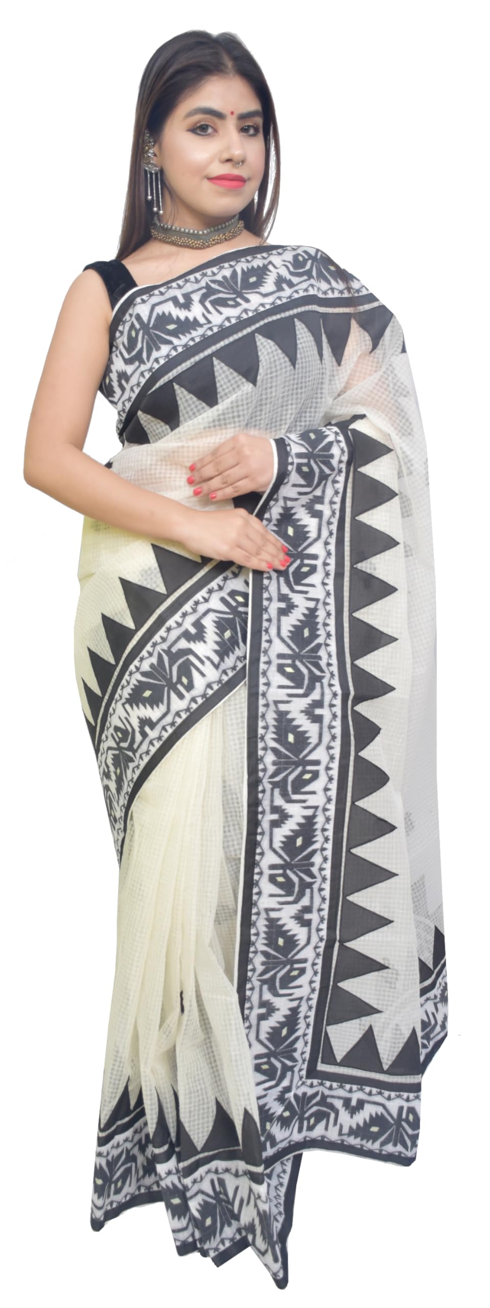 Applique Embroidered Resham Kota Sari for Women-image-5