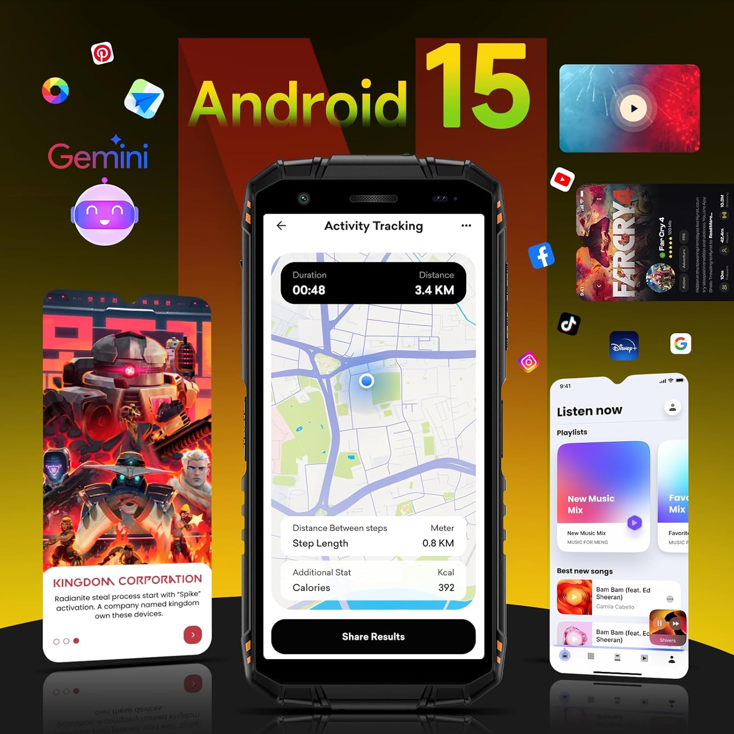 DOOGEE Fire 3 Pro displaying Android 15 interface with various apps