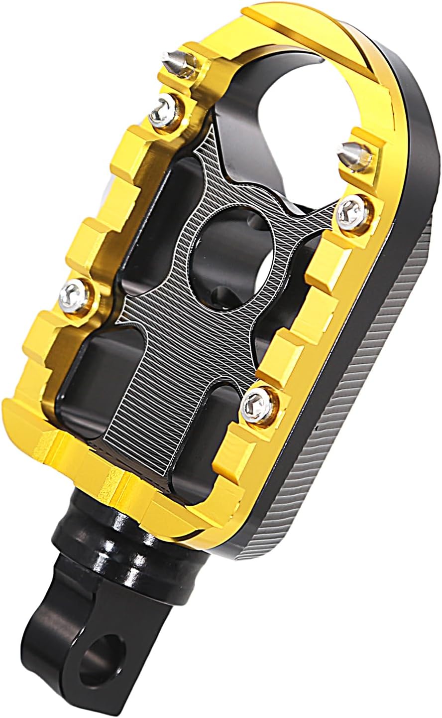 Motorcycle Driver Floorboards Footpegs Compatible For Harley Touring Street Glide 1996-2023 (Black Gold, Footpegs)