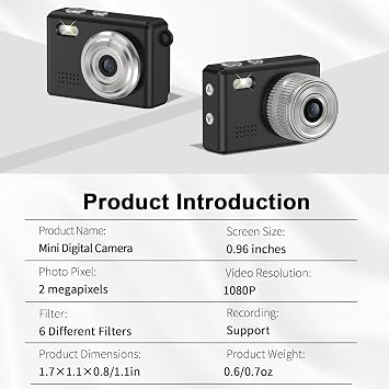 Mini Digital Camera Keychain Small Keychain Camera Camcorder Micro Compact Portable Recorder Tiny Pixel (Mini LSR, Black)