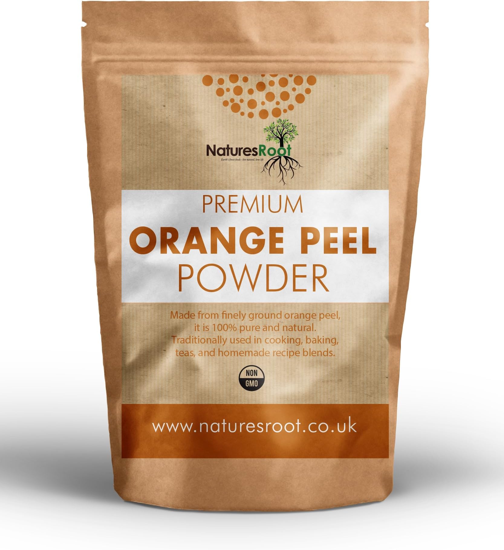 Nature’s Root Premium Orange Peel Powder 500g - Natural Facial Cleanser & Hair Treatment, Unclogs Pores, Anti-Bacterial, for Oily Skin & Hair - 1 Pack