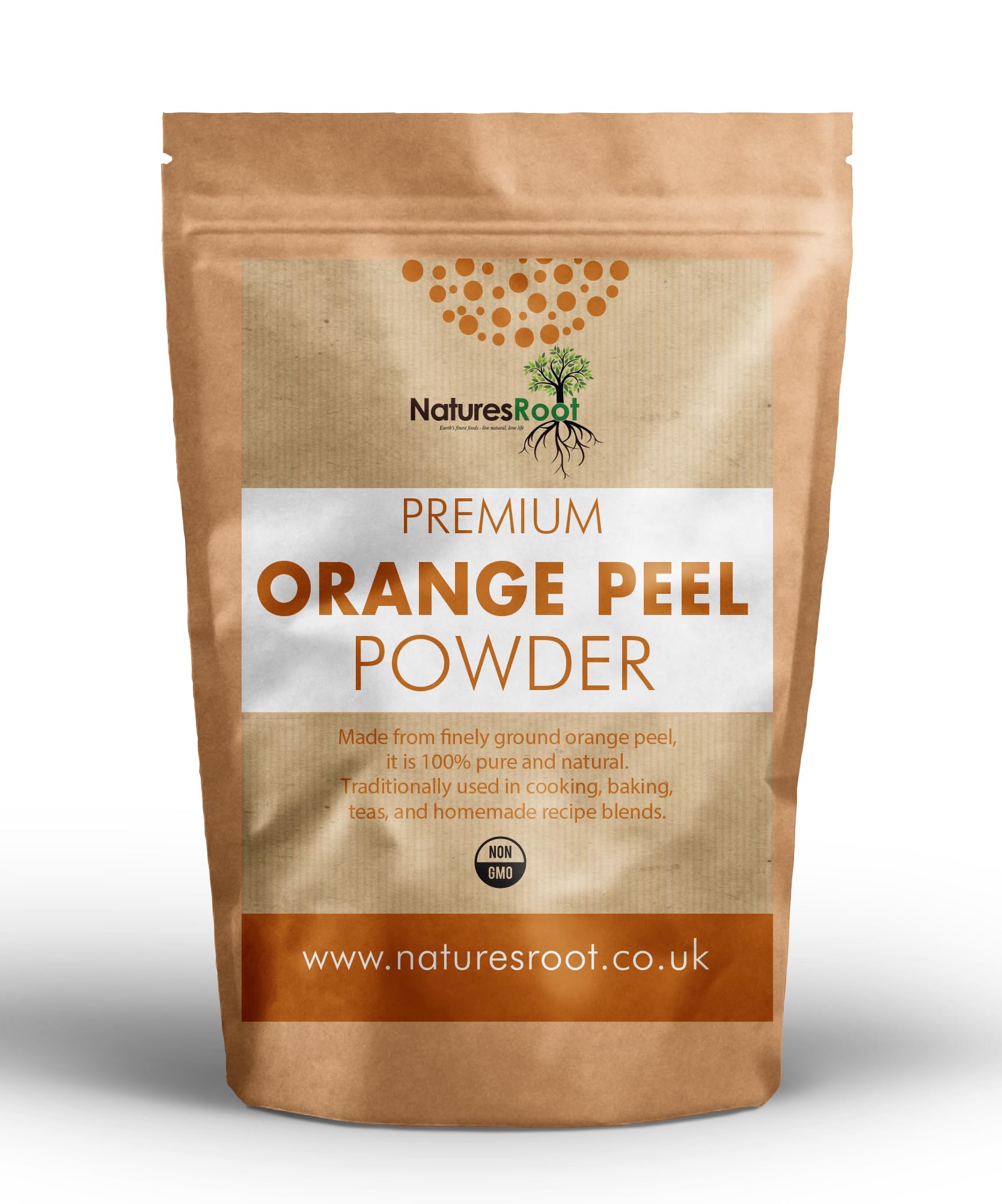 Nature’s Root Premium Orange Peel Powder 500g - Natural Facial Cleanser & Hair Treatment, Unclogs Pores, Anti-Bacterial, for Oily Skin & Hair - 1 Pack